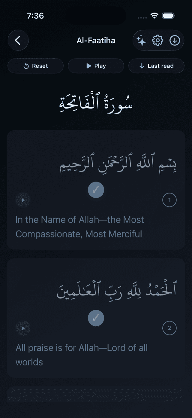 Quran reader with translation and audio